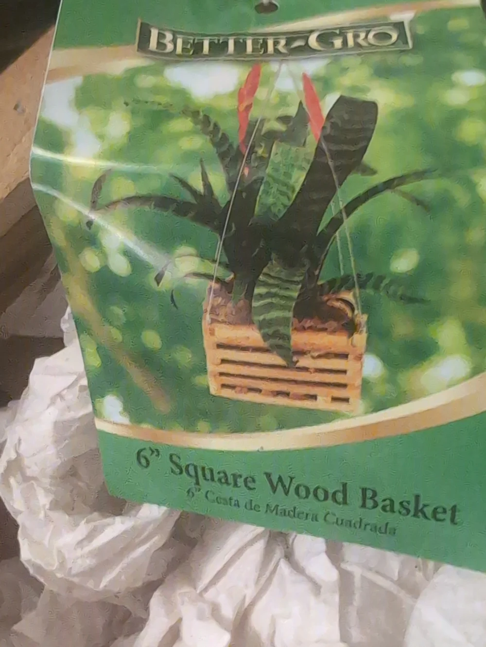 NWT Better-Gro 6 in. Square Hanging Wooden Basket Planter